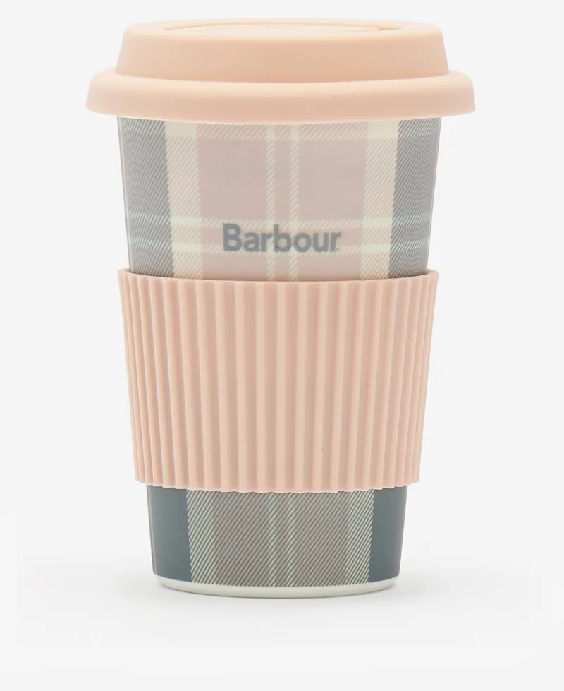 Barbour Reusable Travel Mug in Pink Tartan