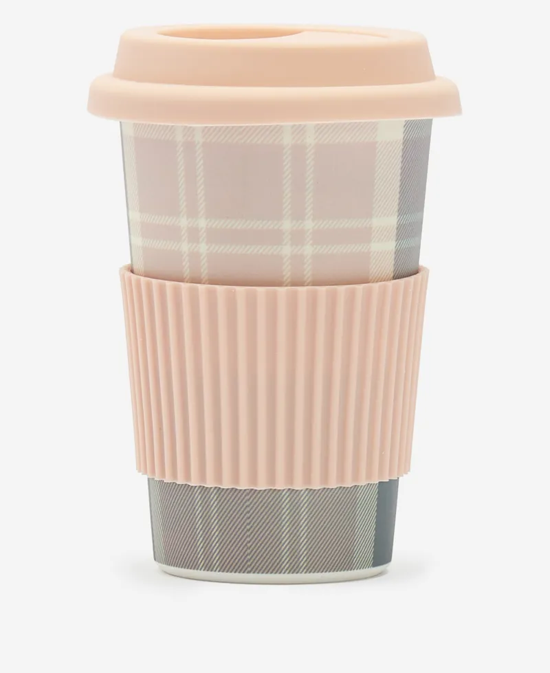 Barbour Reusable Travel Mug in Pink Tartan-2