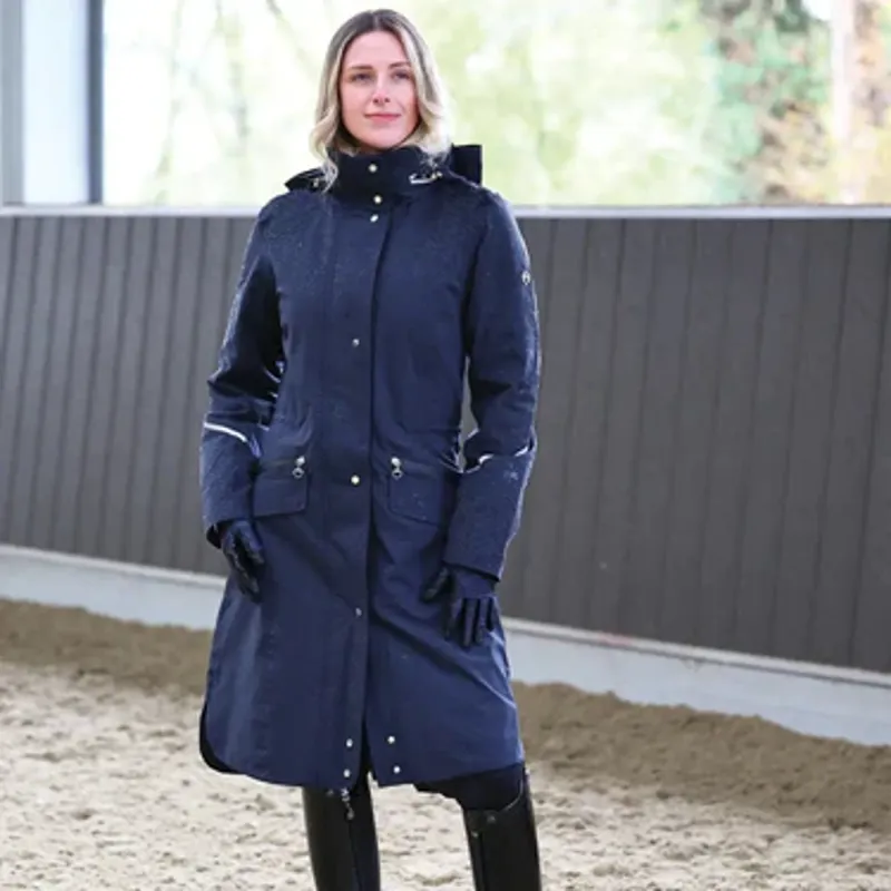Equetech Utopia Long Waterproof Riding Coat in Navy-1