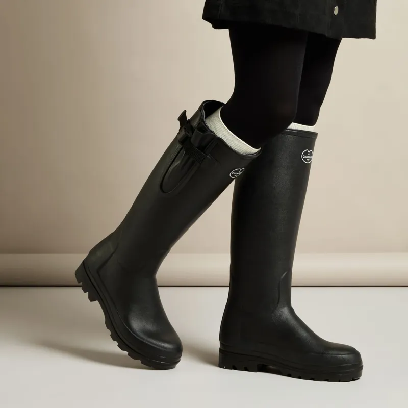 Le Chameau Womens Vierzonord Neoprene Wellingtons in Noir-4