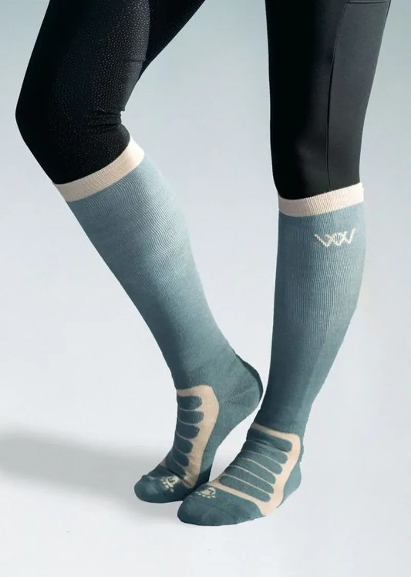 WoofWear Long Bamboo Tech Riding Socks in Sage/Steel-2