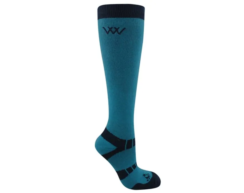 WoofWear Long Bamboo Waffle Knit Riding Socks in Ocean