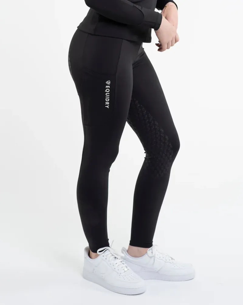 Equidry Water Repellent Full Seat Leggings in Black/White
