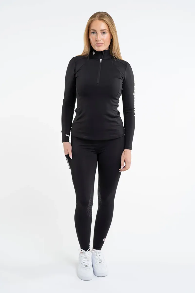 Equidry Water Repellent Full Seat Leggings in Black/White-3