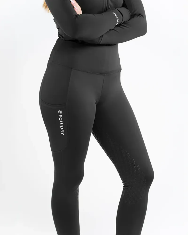 Equidry Water Repellent Full Seat Leggings in Black/White-4