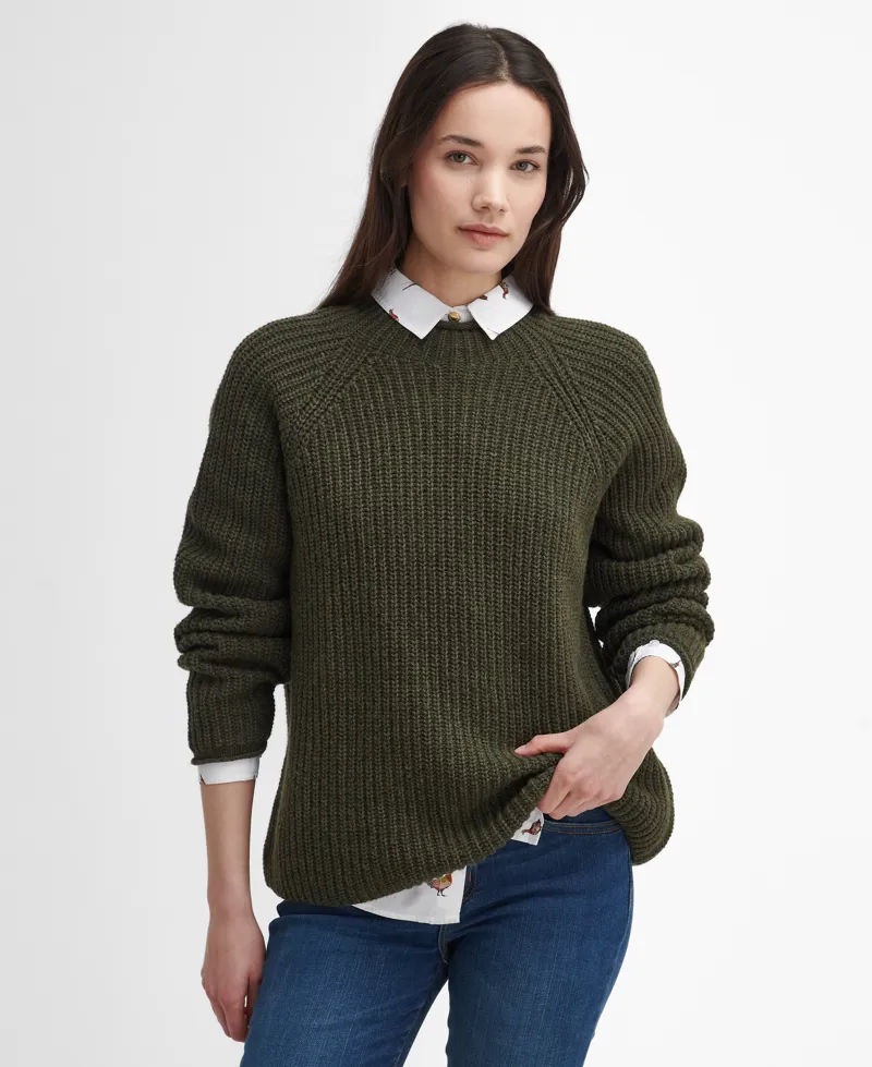 Barbour Willows High- Neck Jumper in Olive-1