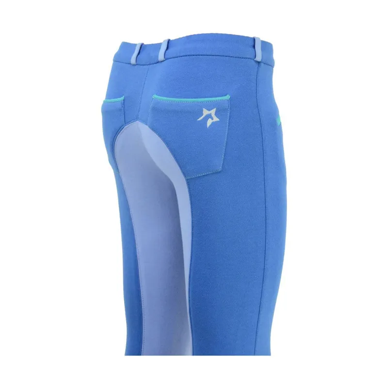 Hy Equestrian Zeddy Mizs Jodhpurs in Cobalt Blue/Petrol Blue/Turquoise-2