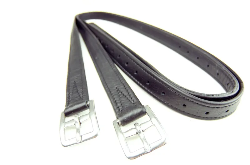 Dever Platinum Hide Covered Stirrup Leathers Black-1