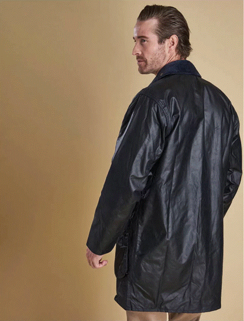 Barbour Border Wax Jacket in Navy-2