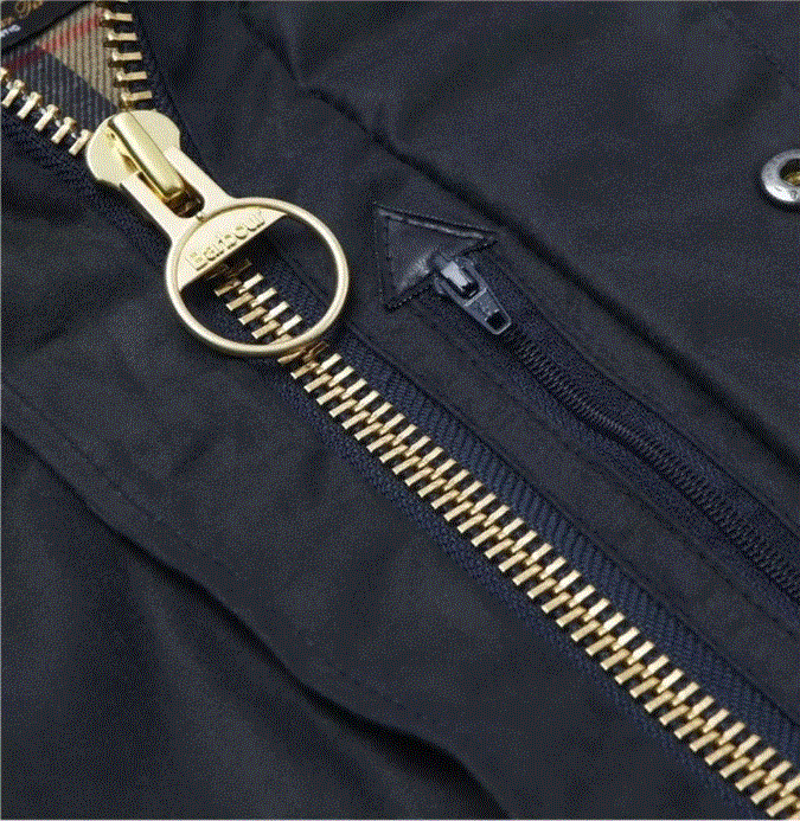 Barbour Border Wax Jacket in Navy-5