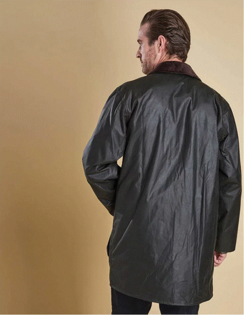 Barbour Border Wax Jacket in Sage-3