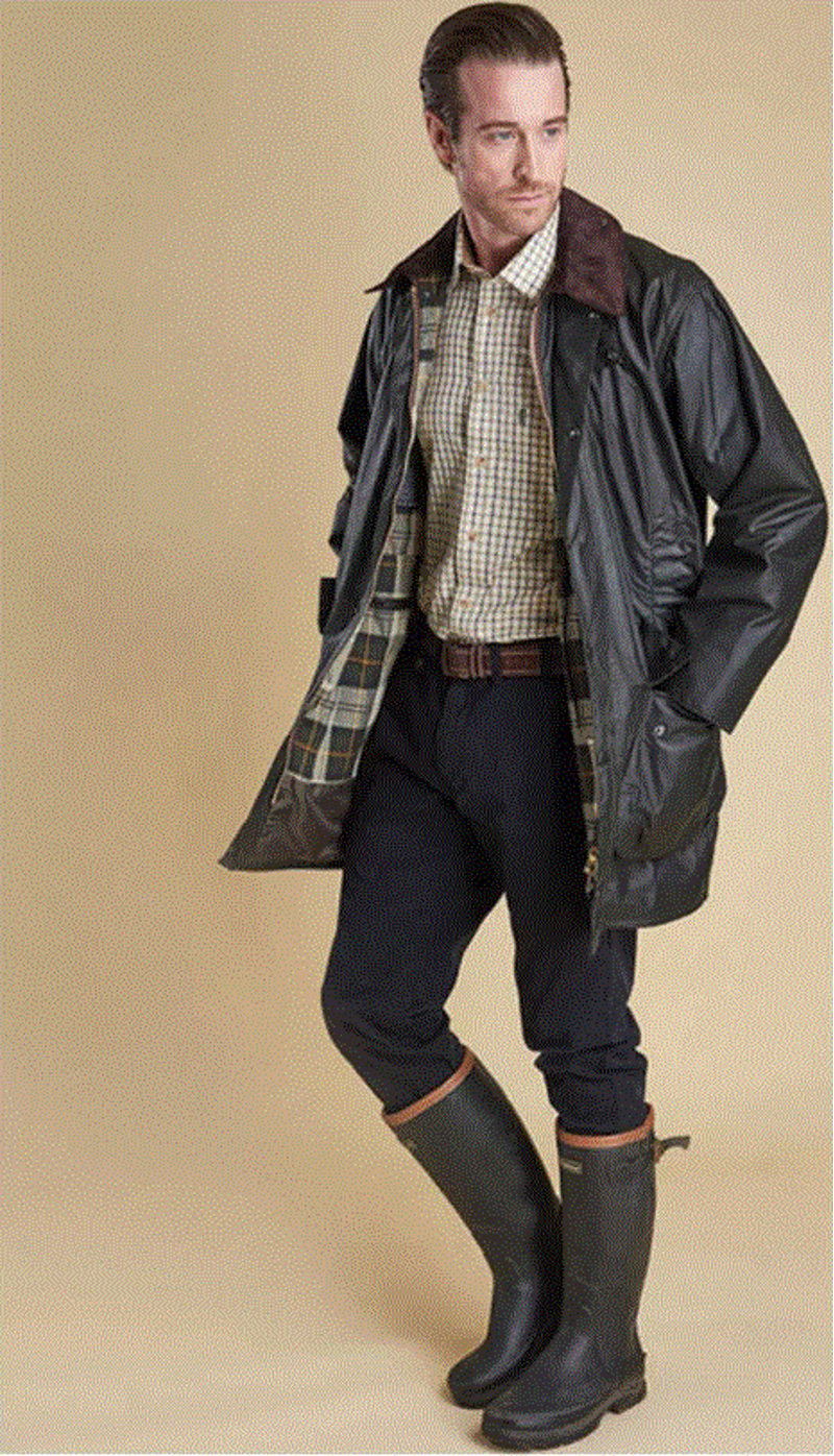 Barbour Border Wax Jacket in Sage-1