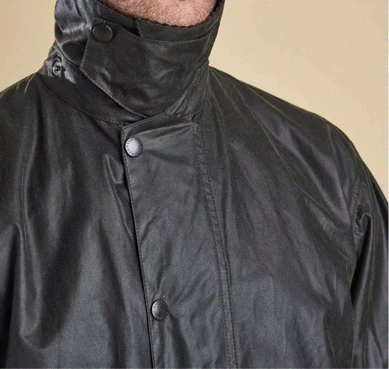 Barbour Border Wax Jacket in Sage-4