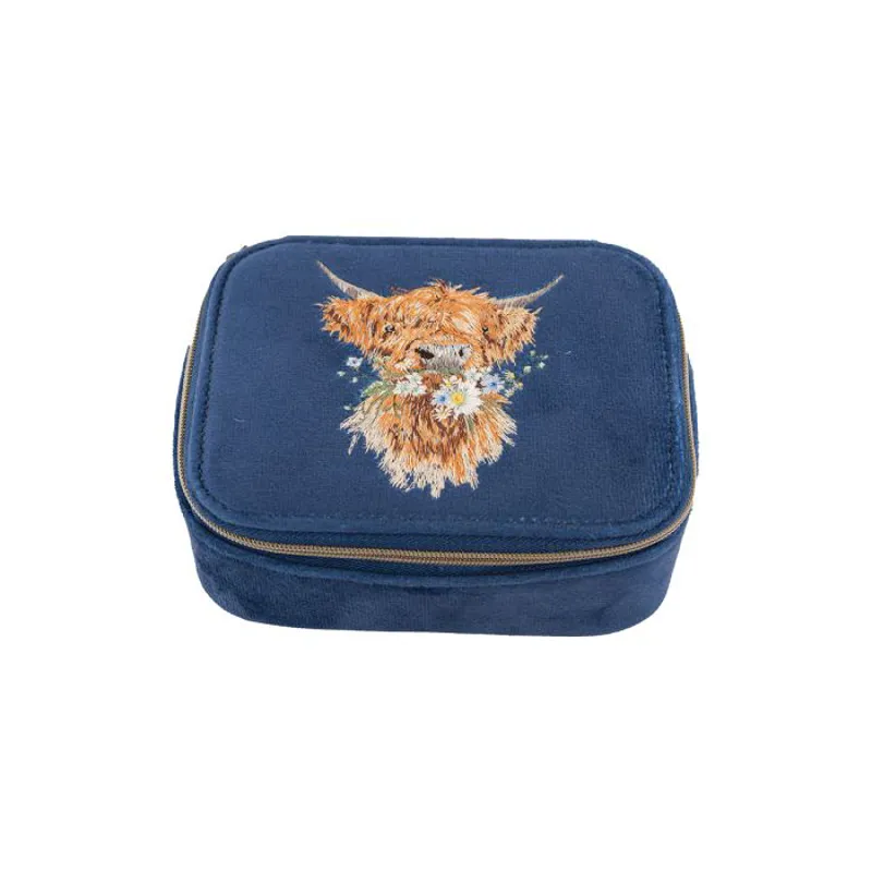 Wrendale 'Daisy Coo' Highland Cow Embroidered Accessory Case