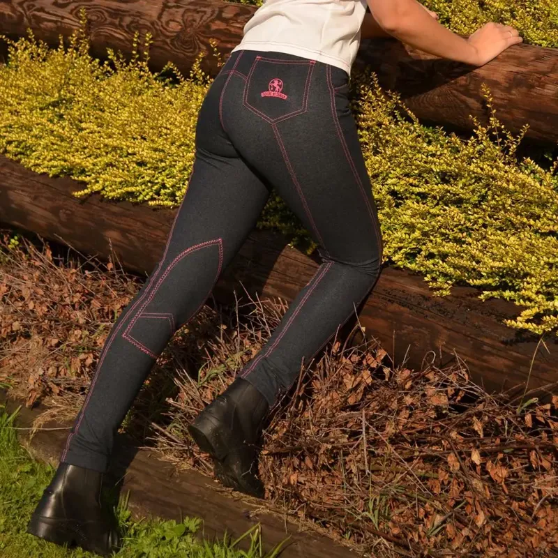 Equine-By-Design Ladies Jeggies - Black/Cognac -2