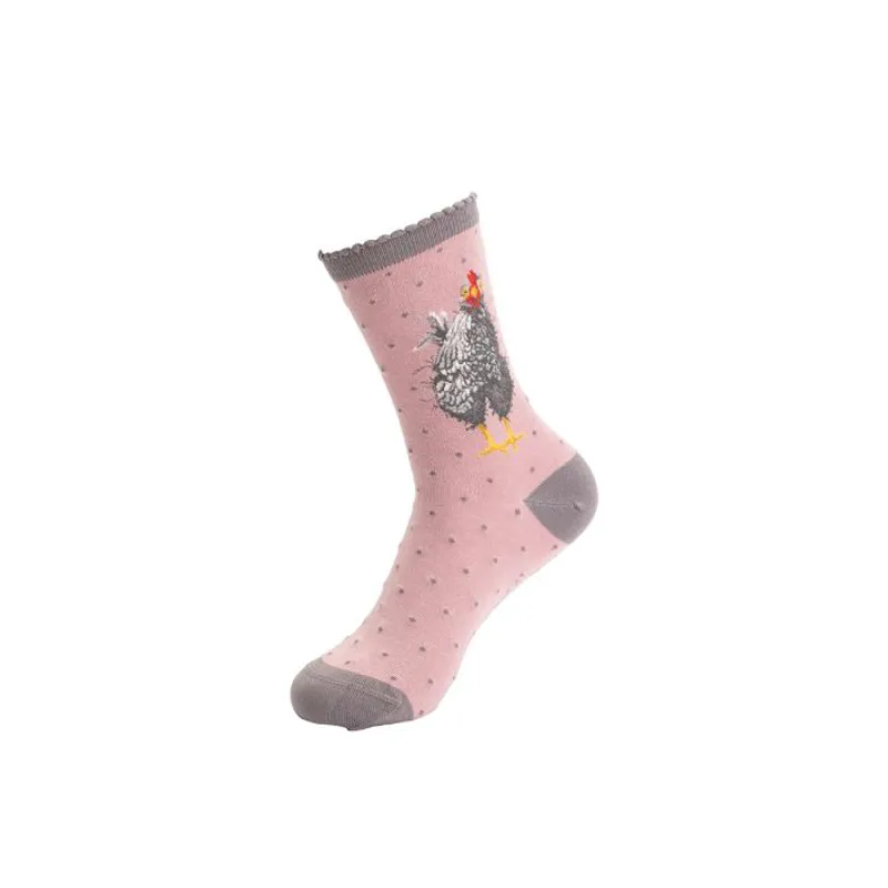 Wrendale 'Curious Hen' Chicken Socks-1