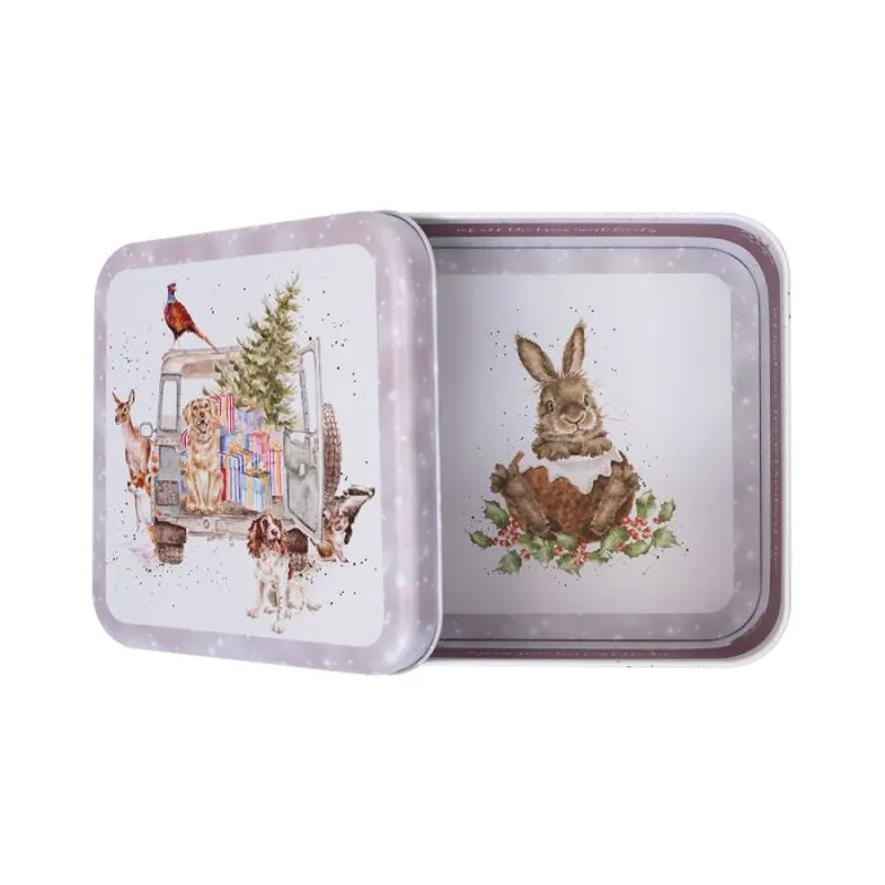 Wrendale 'Winter Woodland' Animals Square Tin-3
