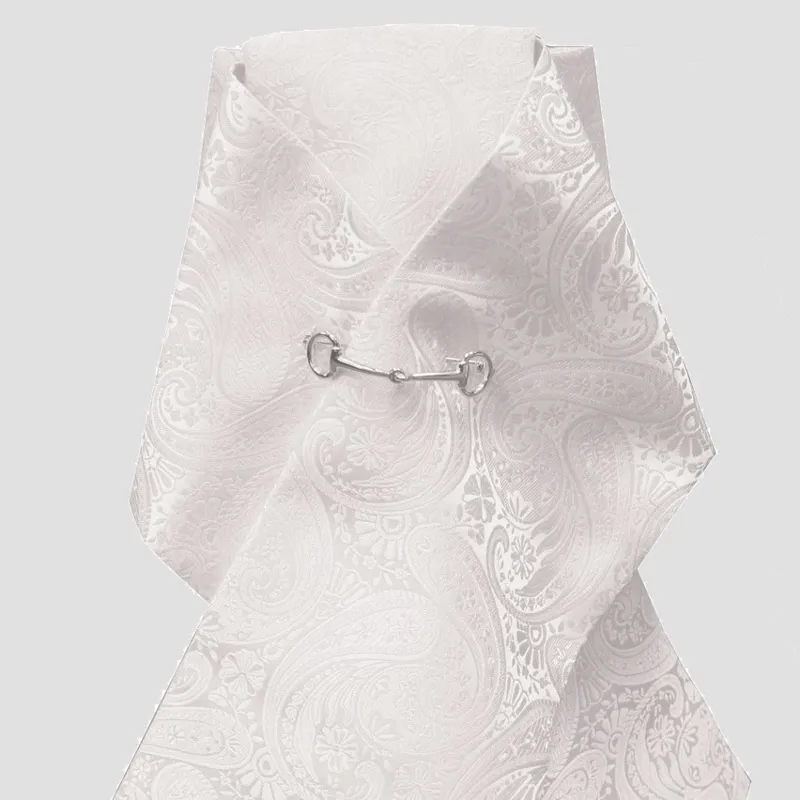Equetech Paisley Brocade Ready-Tied Stock in White