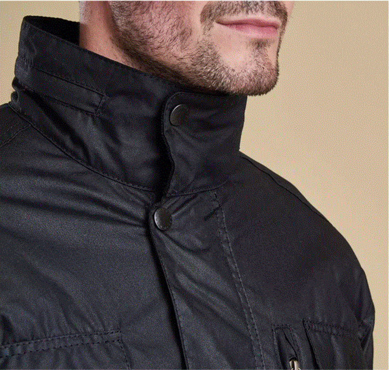 Barbour Sapper Waxed Jacket in Black-5