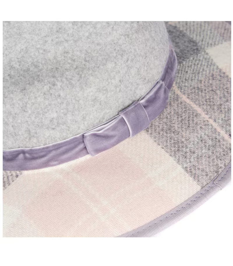 Barbour Thornhill Fedora Hat in Pink and Grey-2