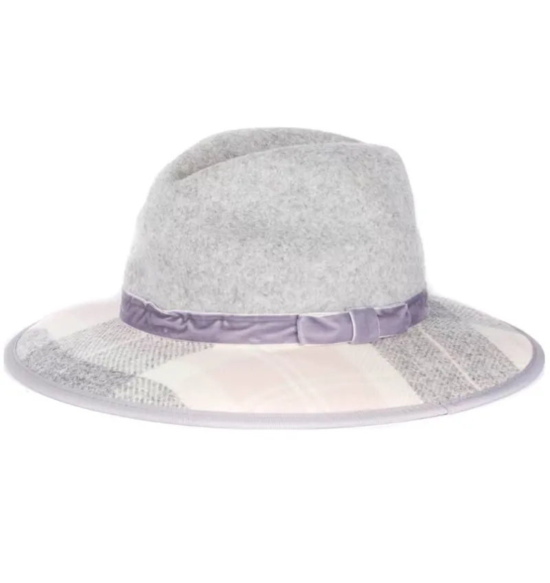 Barbour Thornhill Fedora Hat in Pink and Grey