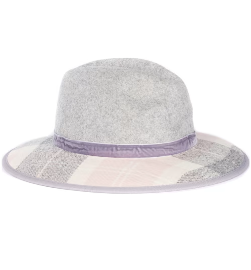 Barbour Thornhill Fedora Hat in Pink and Grey-1
