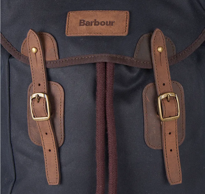 Barbour Wax Leather Backpack in Navy-3