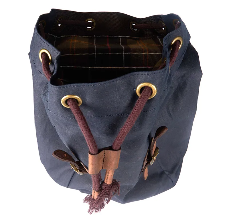 Barbour Wax Leather Backpack in Navy-4