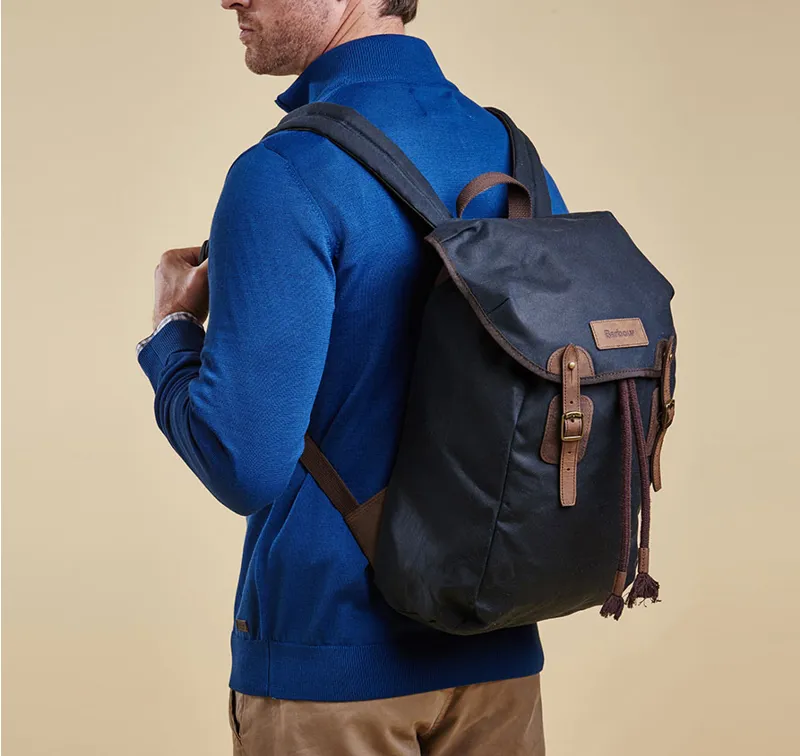 Barbour Wax Leather Backpack in Navy-1