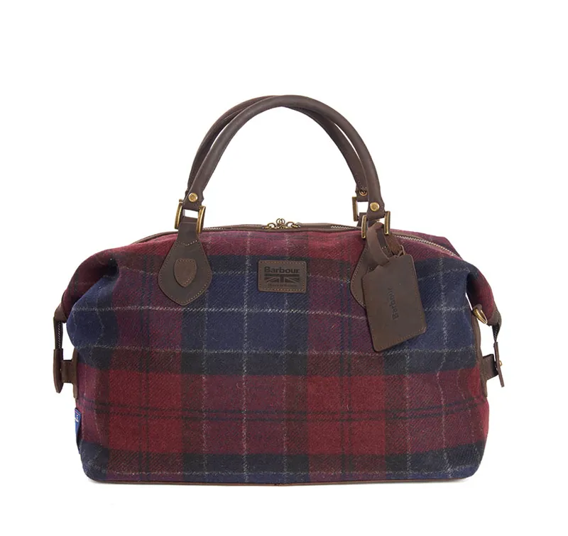 Barbour Shadow Tartan Explorer Holdall Bag - Navy / Merlot-5