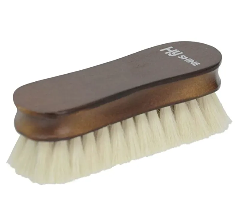 Hy Shine Deluxe Wooden Face Brush With Goats Hair in White