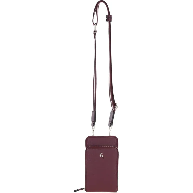 Ashwood Leather Crossbody Phone Bag Wine X-31